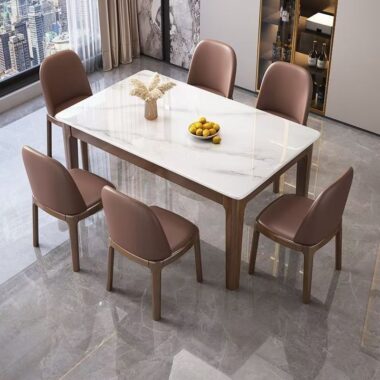 Modern solid wood rectangular ceramic dining table for homes