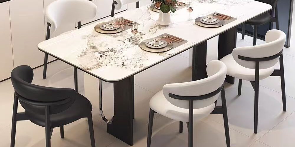 Modern vintage rectangular ceramic dining table for home use