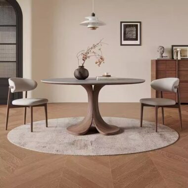 Modern vintage round ceramic dining table for small homes