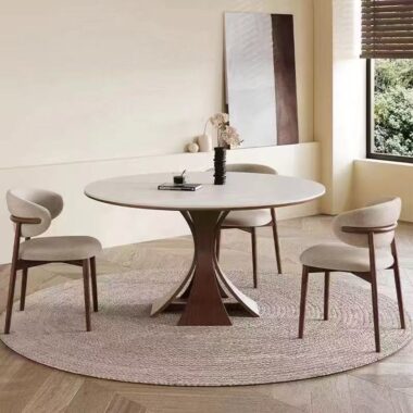 Modern vintage round ceramic dining table for small homes