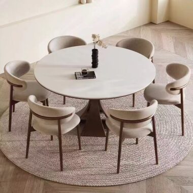Modern vintage round ceramic dining table for small homes