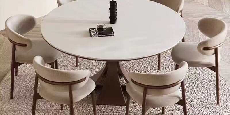 Modern vintage round ceramic dining table for small homes