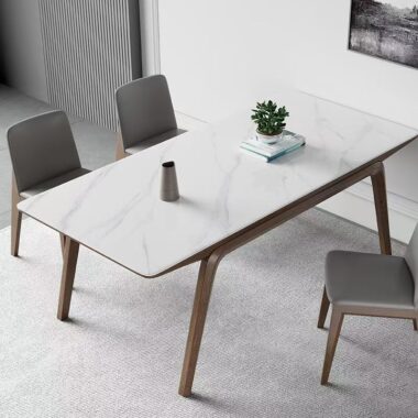 Nordic ash rectangular ceramic dining table for modern homes