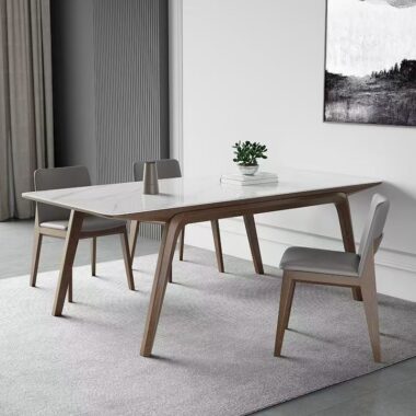 Nordic ash rectangular ceramic dining table for modern homes