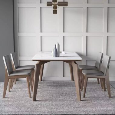 Nordic ash rectangular ceramic dining table for modern homes