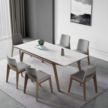Nordic ash rectangular ceramic dining table for modern homes