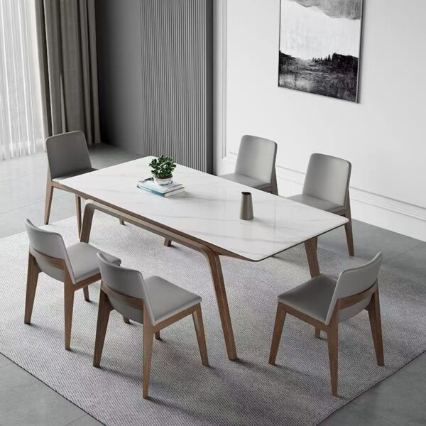 Nordic ash rectangular ceramic dining table for modern homes
