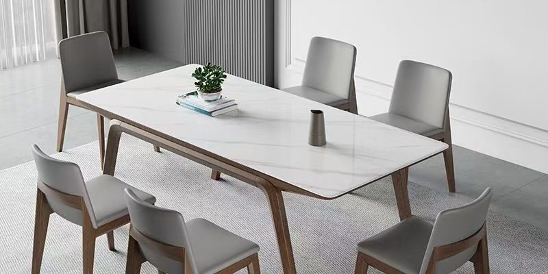 Nordic ash rectangular ceramic dining table for modern homes