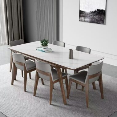 Nordic ash rectangular ceramic dining table for modern homes