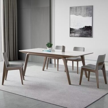 Nordic ash rectangular ceramic dining table for modern homes