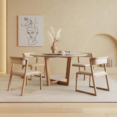 Nordic glossy light-luxury round ceramic dining table