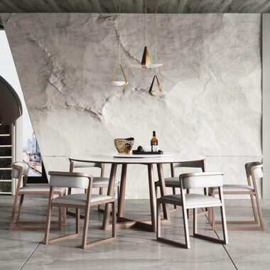 Nordic glossy light-luxury round ceramic dining table