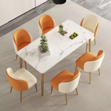 Nordic minimalist rectangular ceramic dining table for home interiors