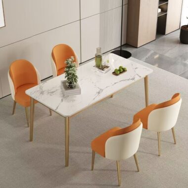 Nordic minimalist rectangular ceramic dining table for home interiors
