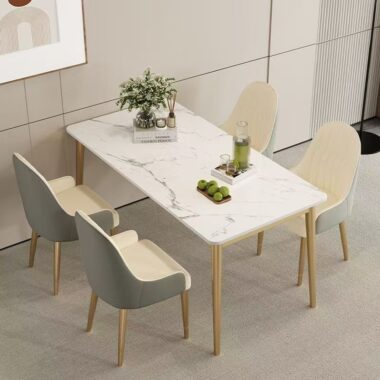 Nordic minimalist rectangular ceramic dining table for home interiors