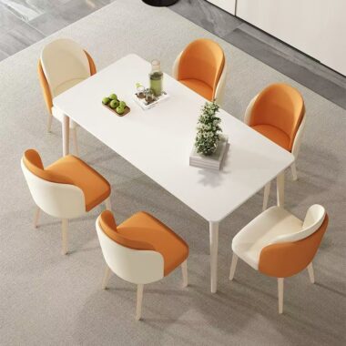 Nordic minimalist rectangular ceramic dining table for home interiors