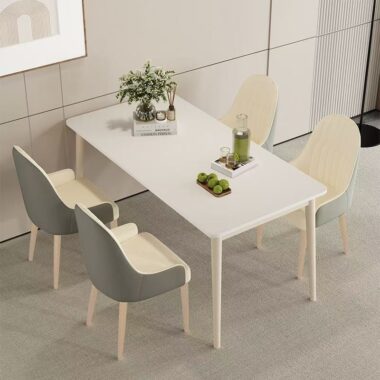 Nordic minimalist rectangular ceramic dining table for home interiors
