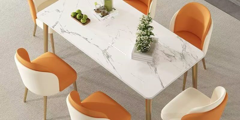 Nordic minimalist rectangular ceramic dining table for home interiors