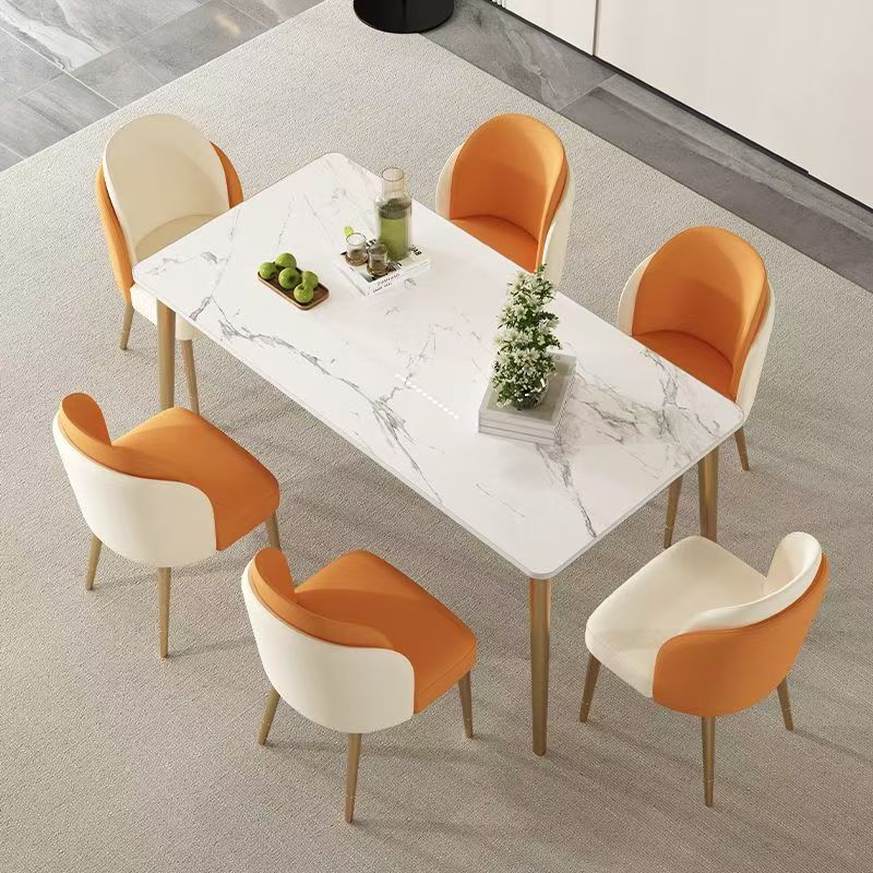 Nordic minimalist rectangular ceramic dining table for home interiors