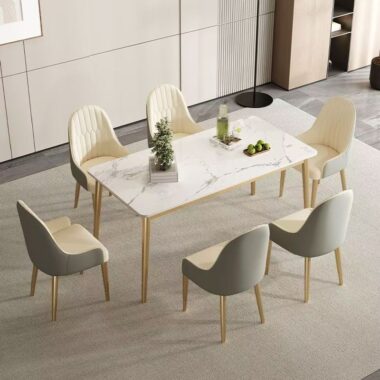 Nordic minimalist rectangular ceramic dining table for home interiors