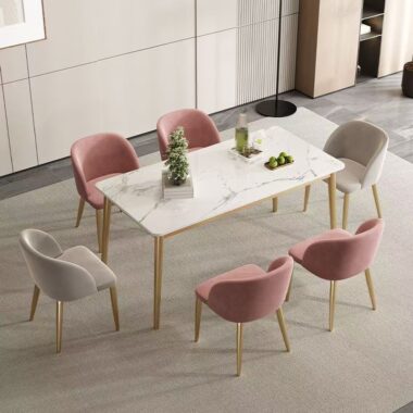 Nordic minimalist rectangular ceramic dining table for home interiors
