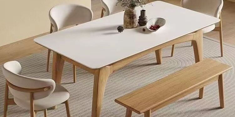 Nordic modern luxury rectangular ceramic dining table for homes