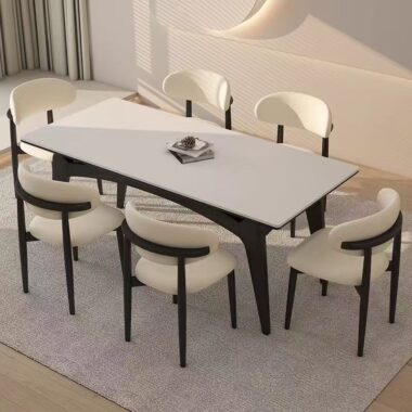 Nordic modern luxury rectangular ceramic dining table for homes