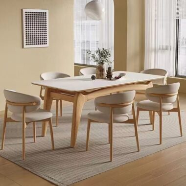 Nordic modern luxury rectangular ceramic dining table for homes