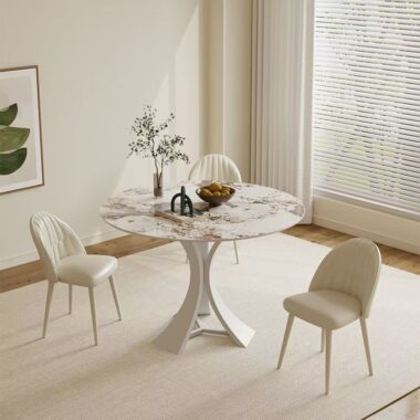High-end Nordic modern round ceramic dining table for homes
