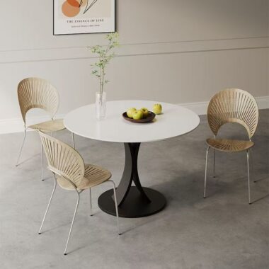 High-end Nordic modern round ceramic dining table for homes