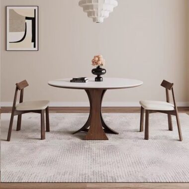 Nordic modern round ceramic dining table for home dining