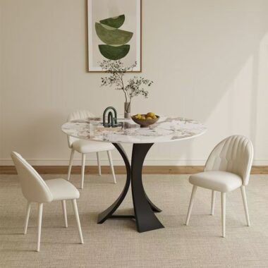 High-end Nordic modern round ceramic dining table for homes