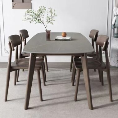 Nordic solid wood rectangular ceramic dining table for homes