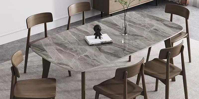 Nordic solid wood rectangular ceramic dining table for homes