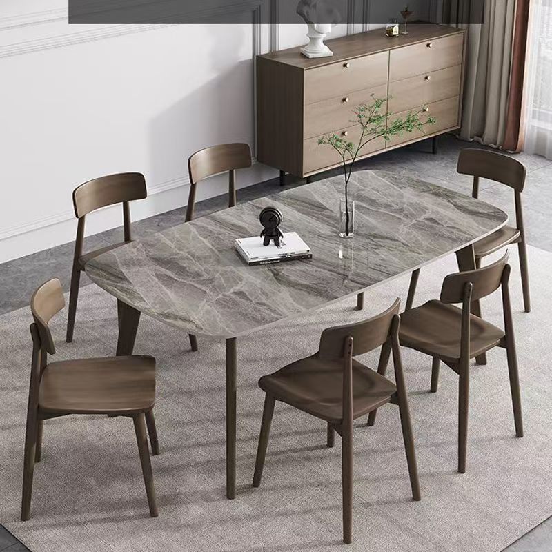 Nordic solid wood rectangular ceramic dining table for homes