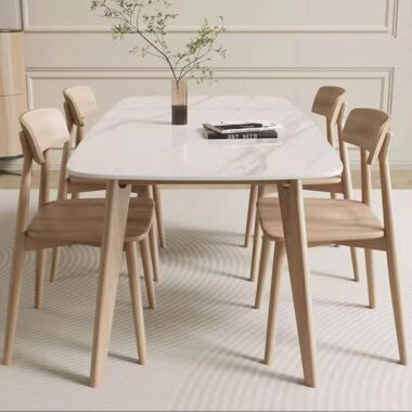 Nordic solid wood rectangular ceramic dining table for homes