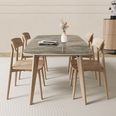 Nordic solid wood rectangular ceramic dining table for homes