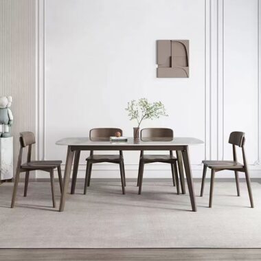 Nordic solid wood rectangular ceramic dining table for homes