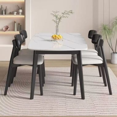 Nordic solid wood rectangular ceramic dining table for homes