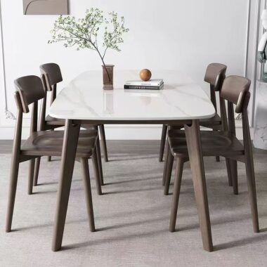 Nordic solid wood rectangular ceramic dining table for homes
