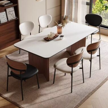 Nordic vintage solid wood rectangular ceramic dining table for homes