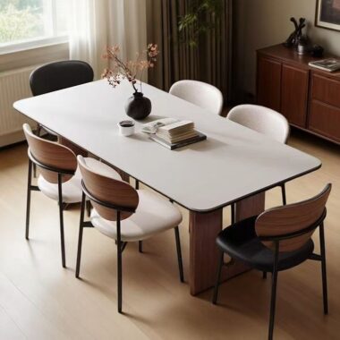 Nordic vintage solid wood rectangular ceramic dining table for homes