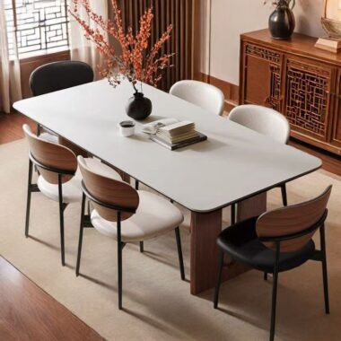 Nordic vintage solid wood rectangular ceramic dining table for homes