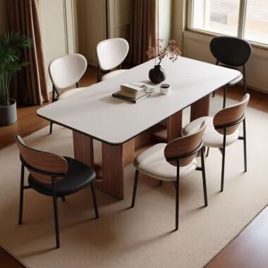 Nordic vintage solid wood rectangular ceramic dining table for homes