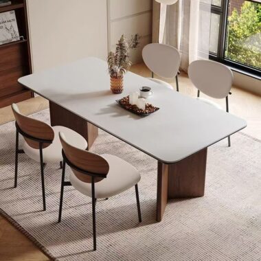 Nordic vintage solid wood rectangular ceramic dining table for homes