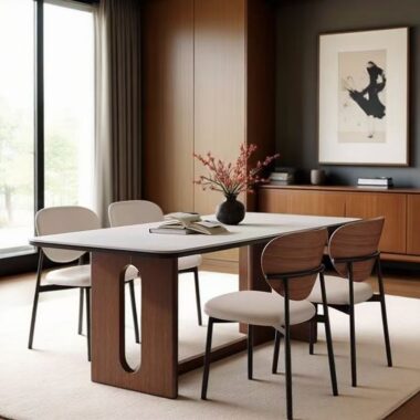 Nordic vintage solid wood rectangular ceramic dining table for homes