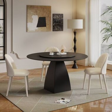 Modern small-space round ceramic dining table for homes