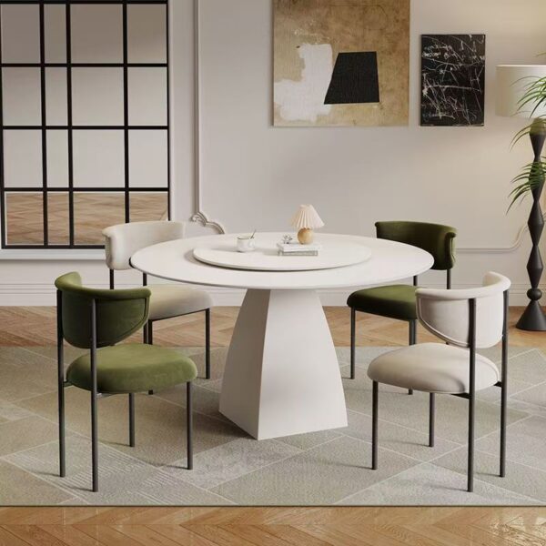 Modern small-space round ceramic dining table for homes