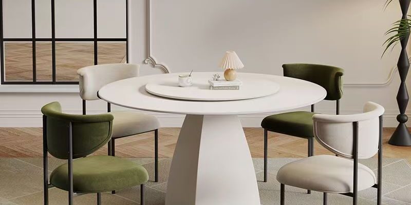Modern small-space round ceramic dining table for homes