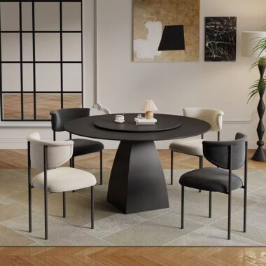 Modern small-space round ceramic dining table for homes